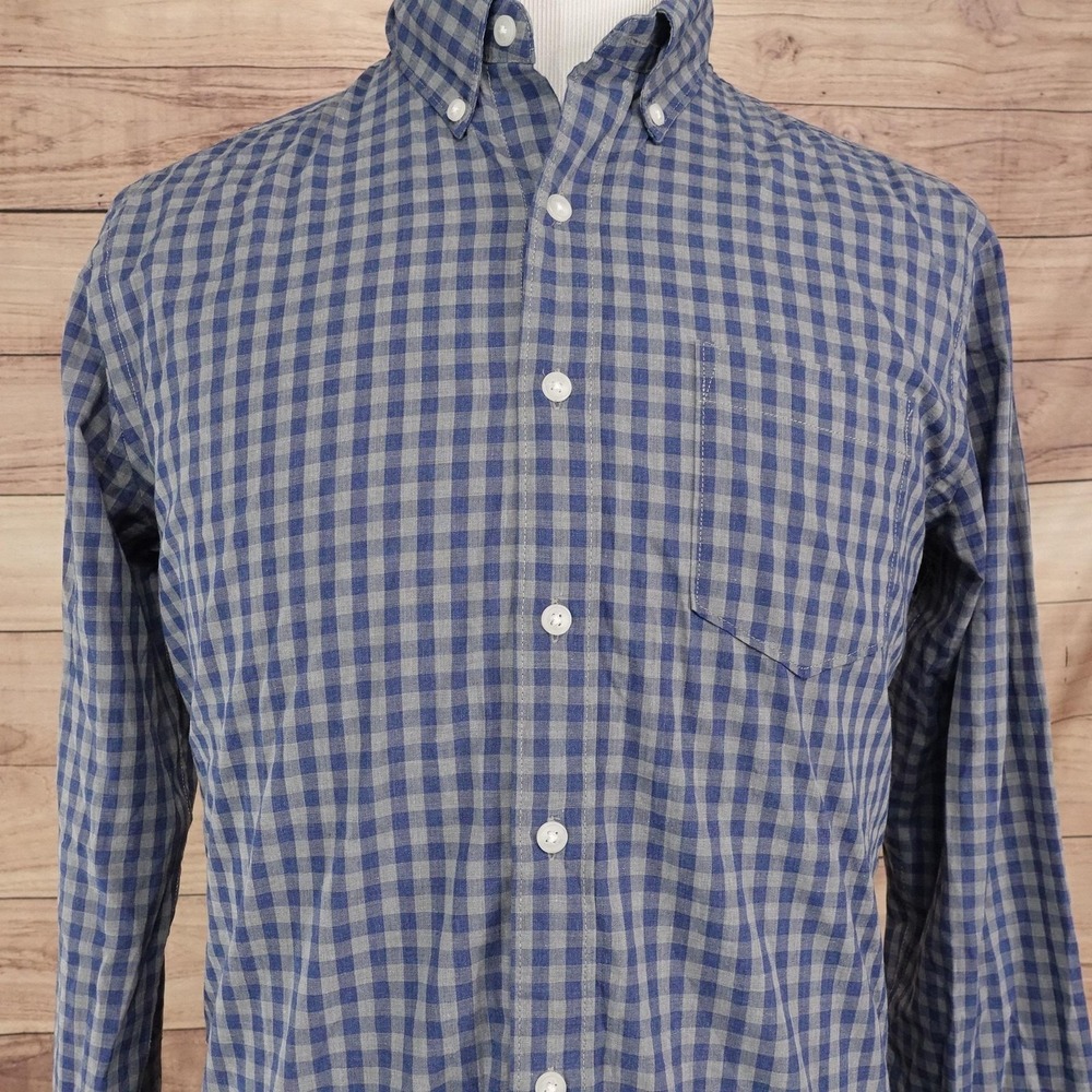Sonoma Goods For Life Shirt Mens M Blue Check Long Sleeve Button-Up Stretch
